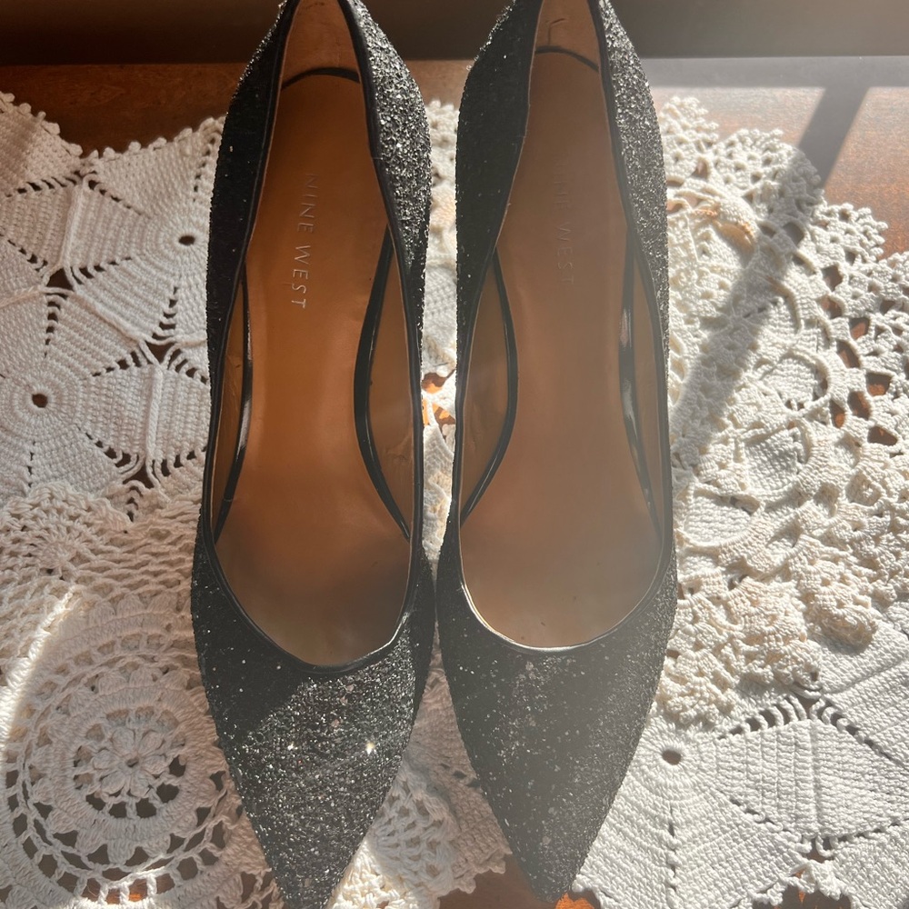 Nine West Sparkling Black Heels